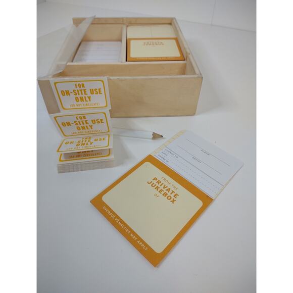 "From the Private Jukebox of" Old School Lending Library Card Kit wooden box - Picture 6 of 12